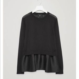 Cos merino wool crew sweater with peplum hem